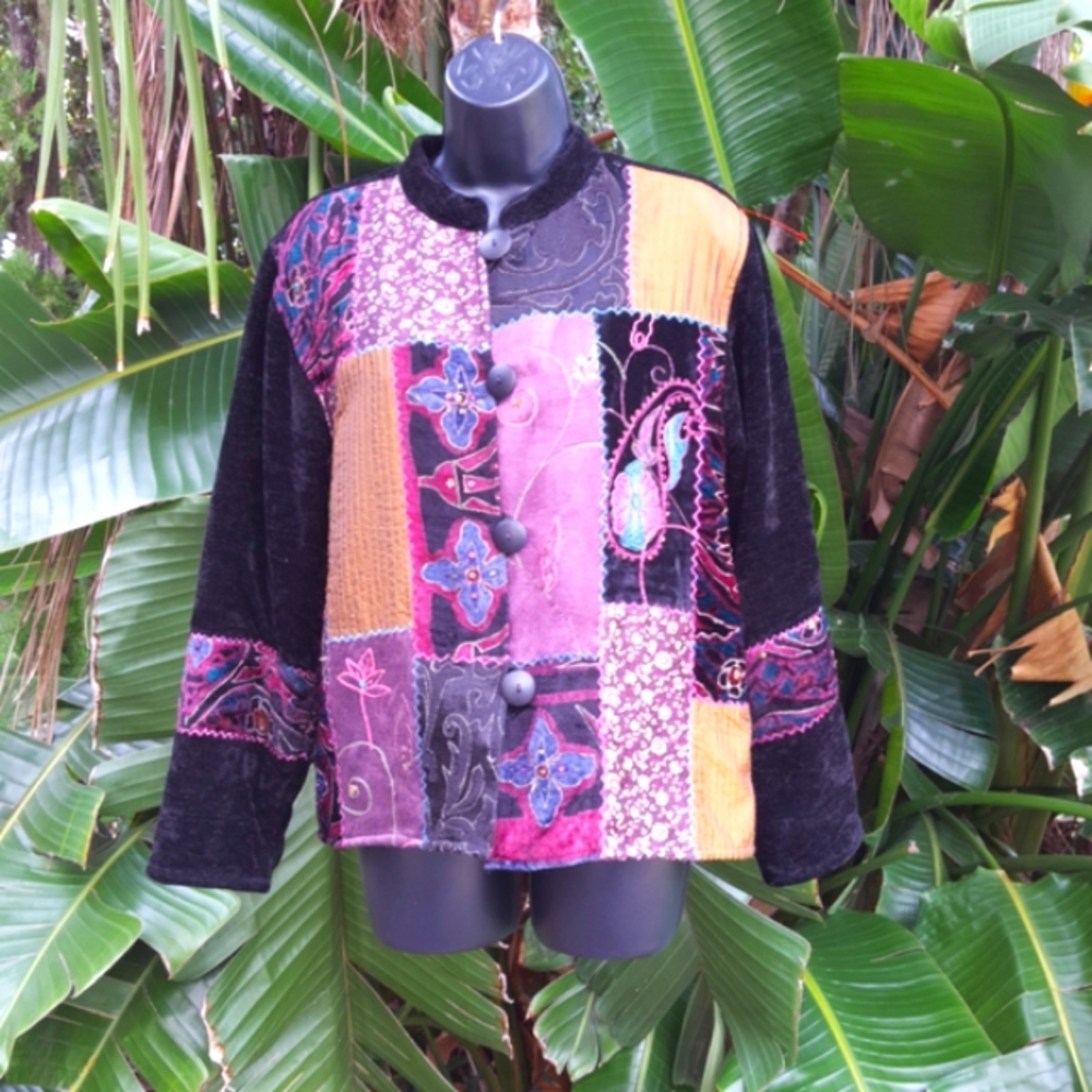 velvet patchwork jacket - Picture 2 of 6